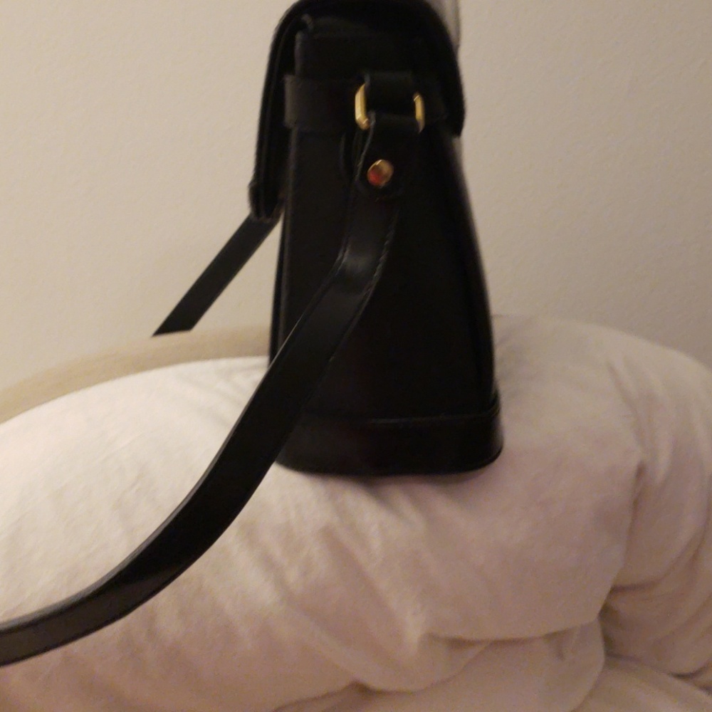 Black over the shoulder bag with gold accent - Picture 2 of 5